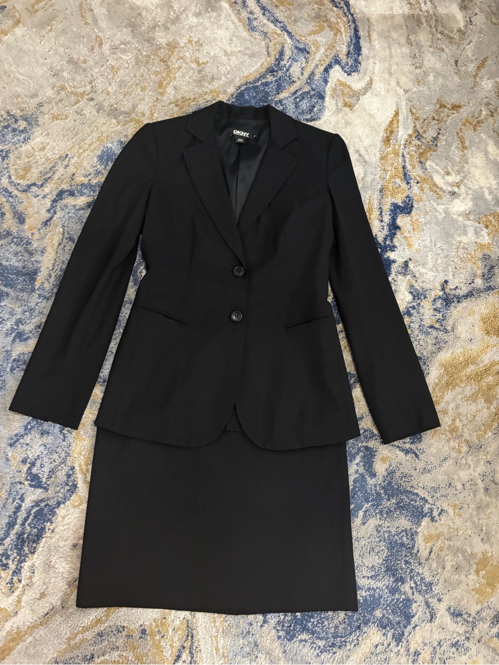 DKNY Black Women's Two-Piece Skirt Suit Blazer Set